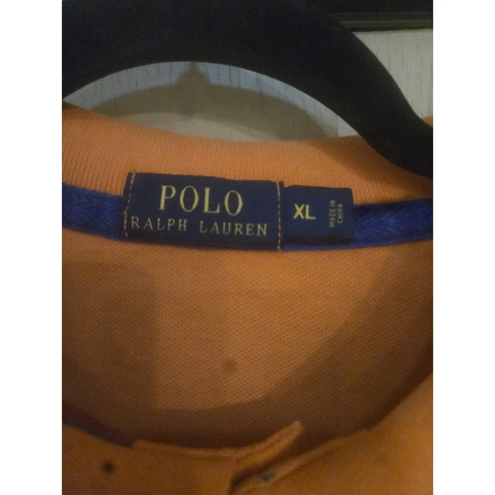 Polo Ralph Lauren Big Pony Marine Supply Polo Shirt Orange Blue XL Cotton